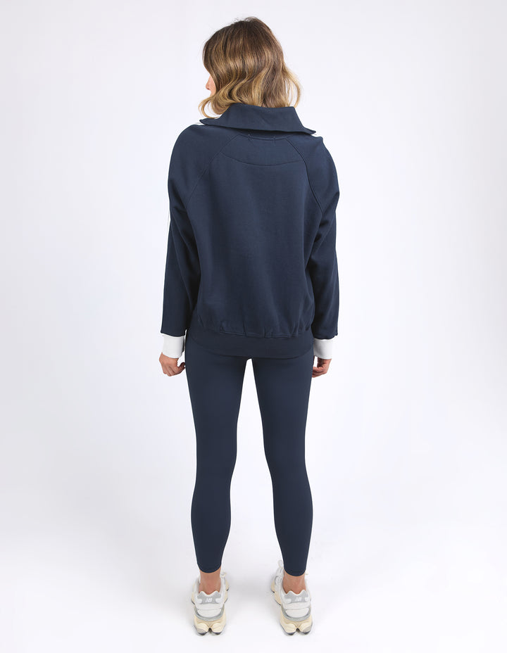 Foxwood Club Zip Crew sweatshirt in navy - back view.