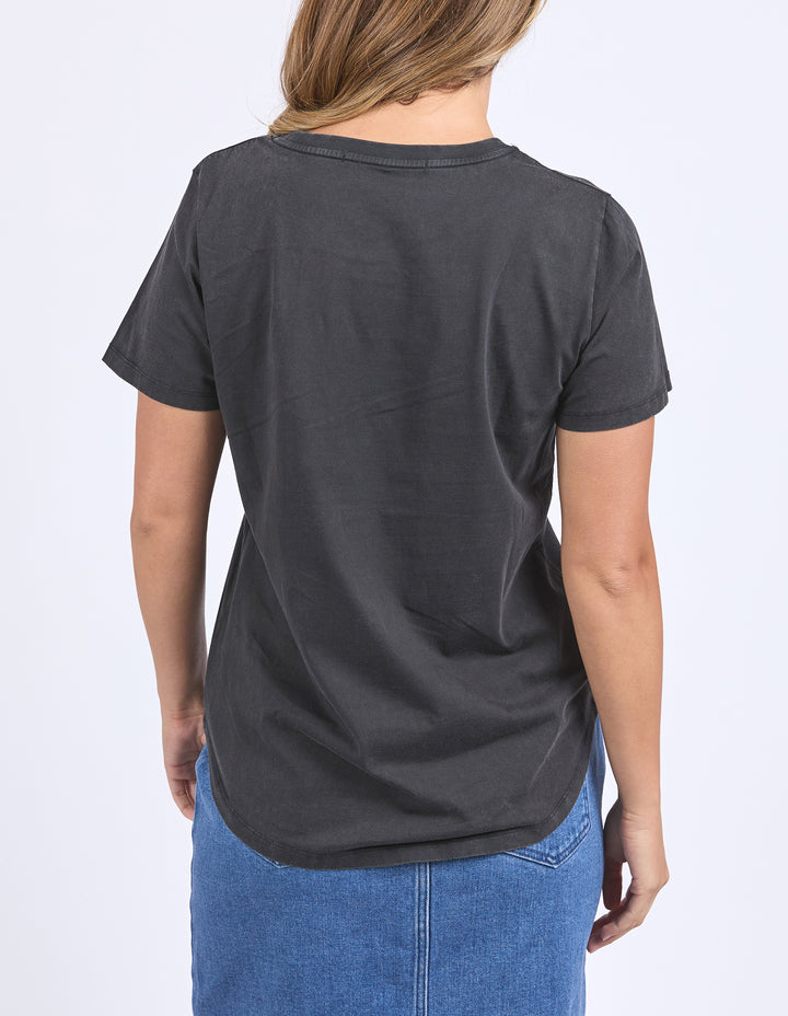 Foxwood I Flowers Tee - Washed Black - Back View
