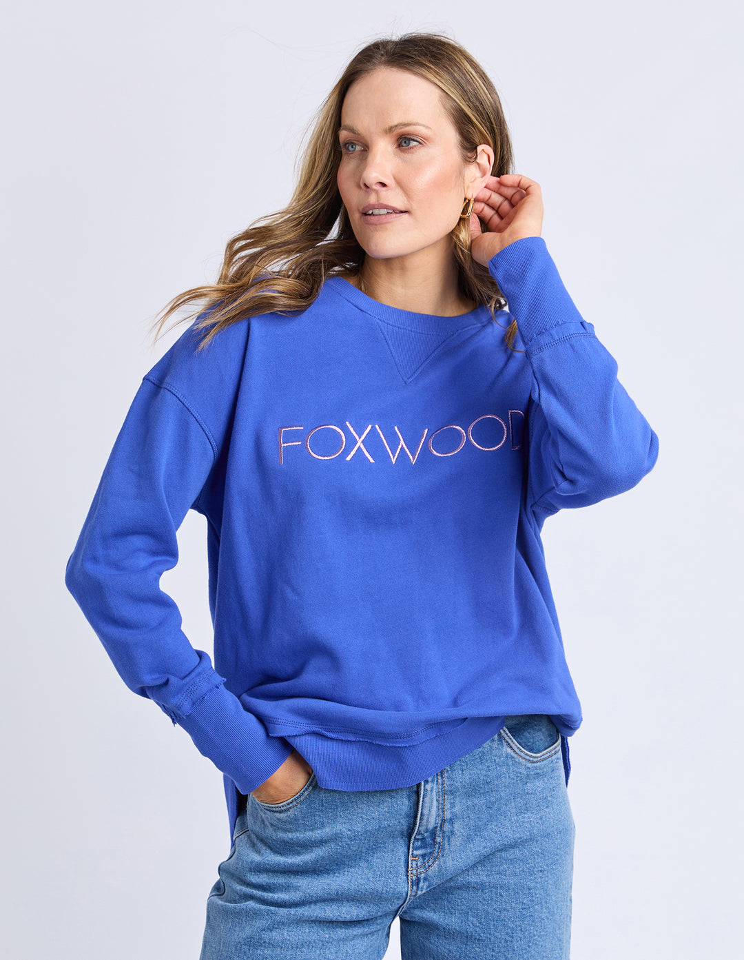 Foxwood Simplified Metallic Crew Blue -Front View