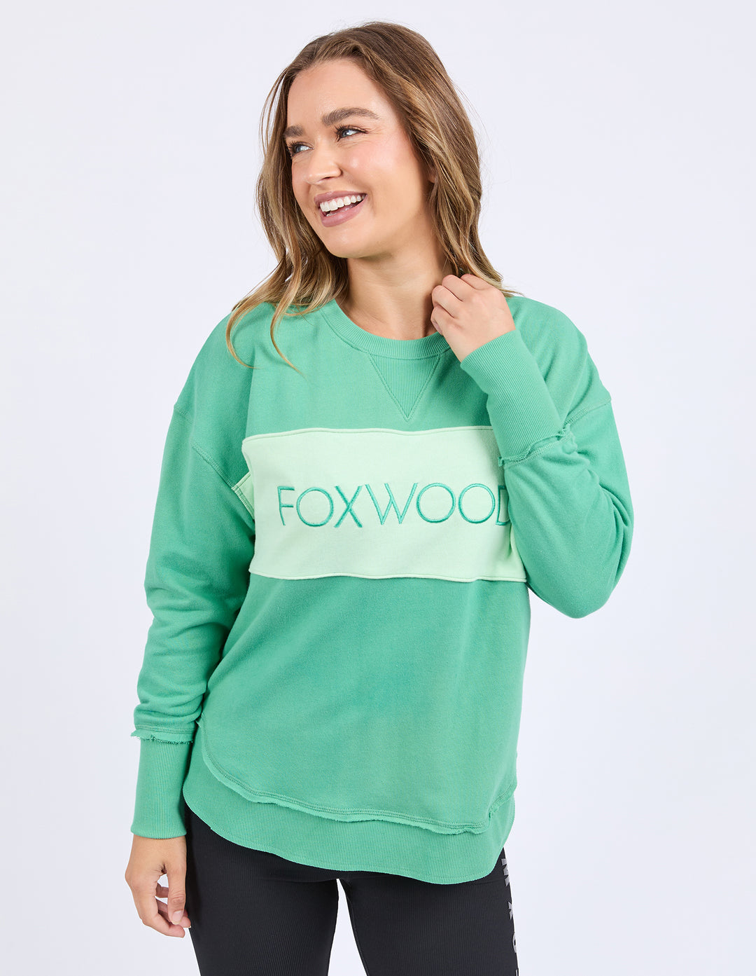 Foxwood | Simplified Tonal Crew - Green - Front
