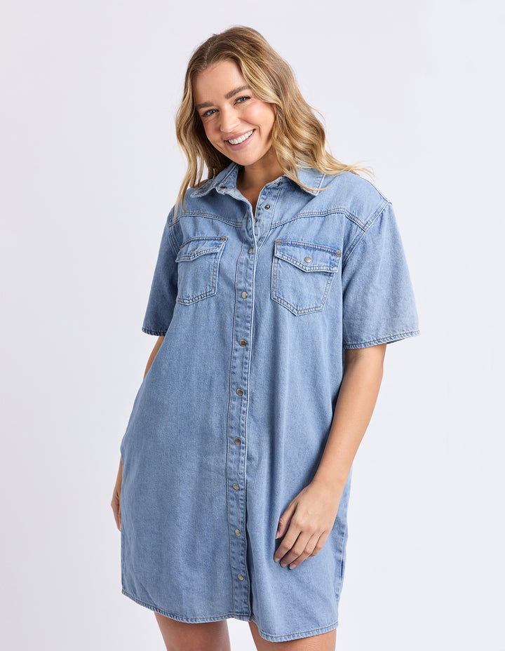 Foxwood Sorcha Denim Dress Light Blue Front
