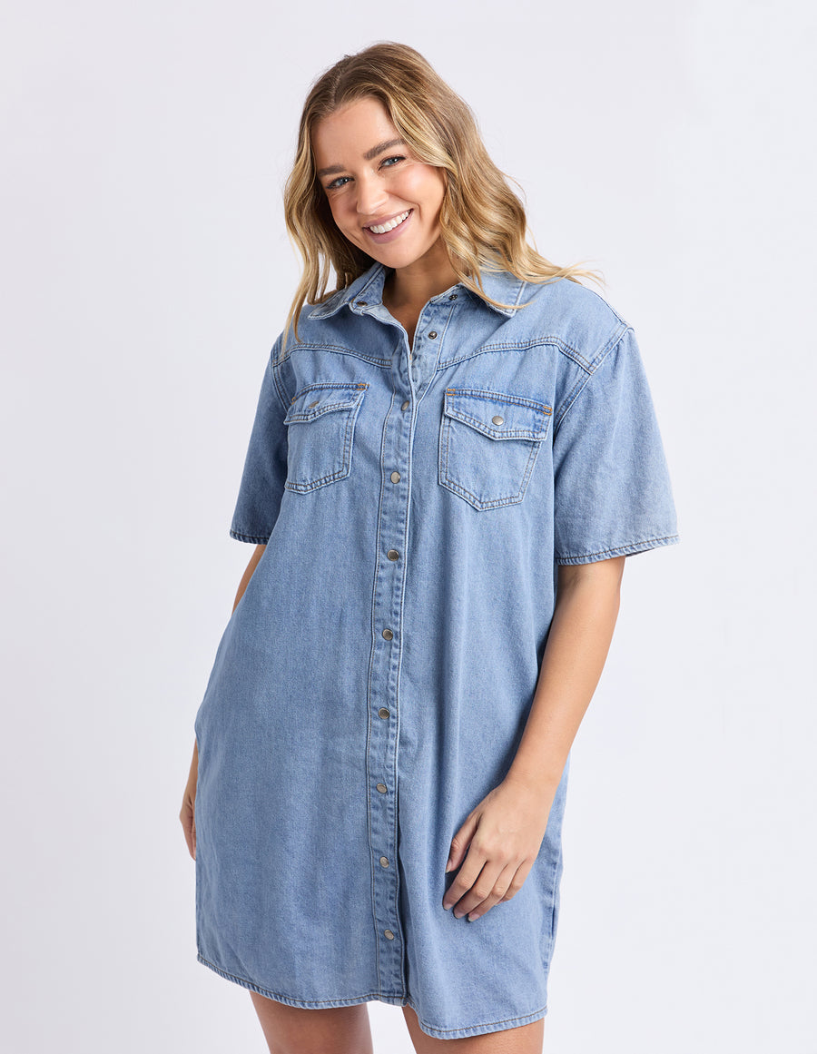 Foxwood Sorcha Denim Dress Light Blue Front