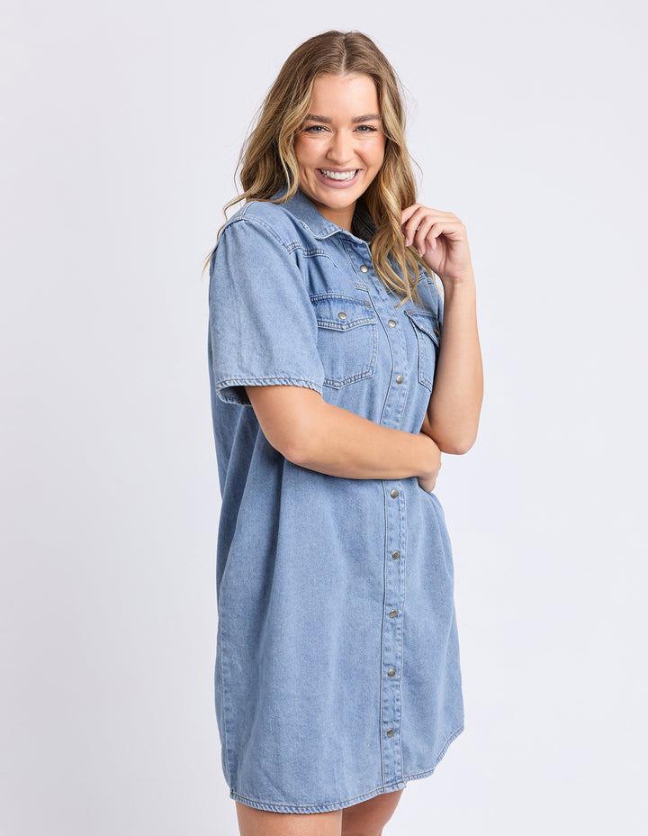 Foxwood Sorcha Denim Dress Light Blue Side View