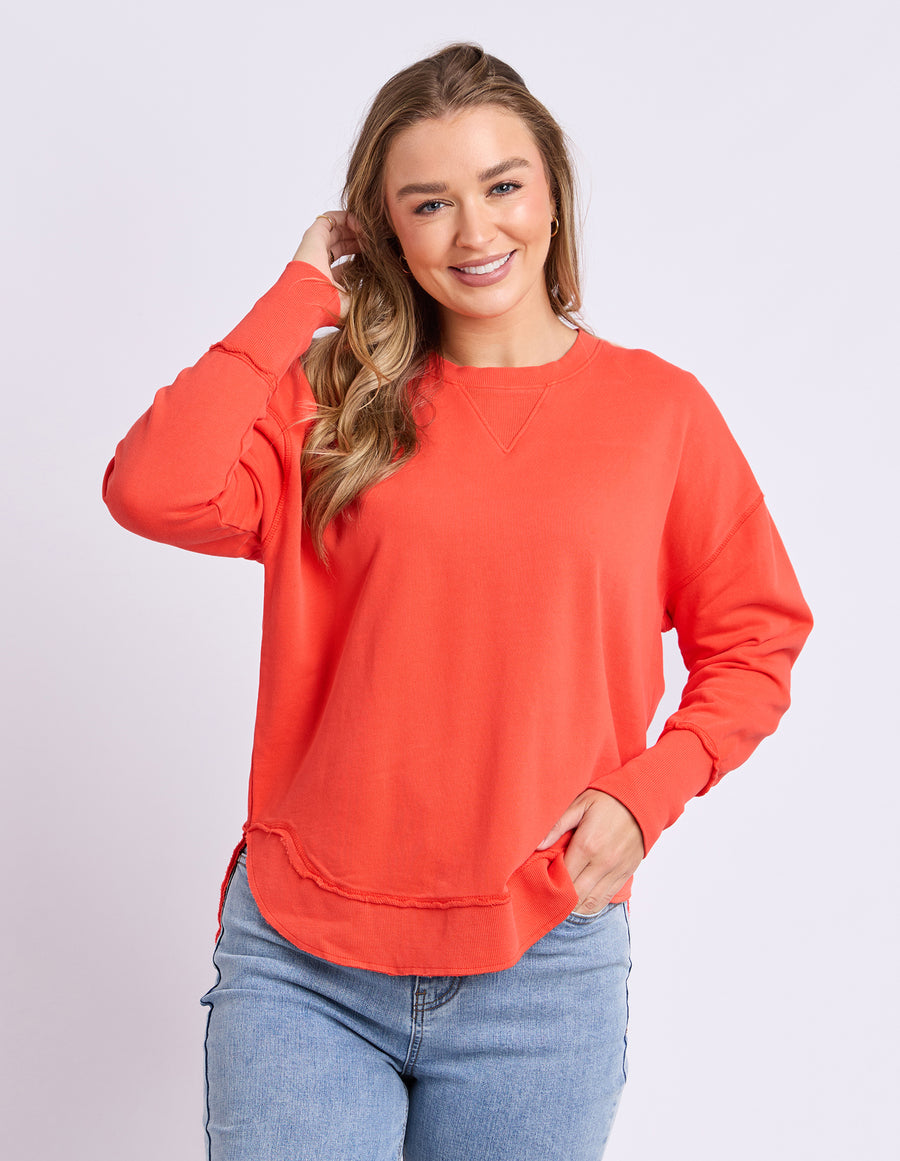 Front view of Foxwood Delilah Crew jumper in Grenadine 100% cotton fleece.