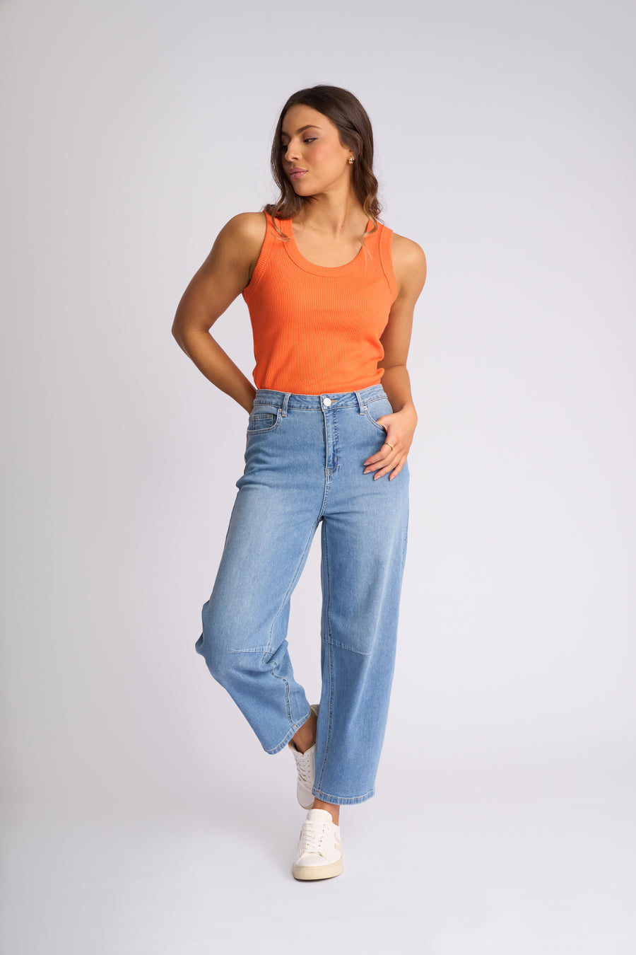 Knewe Fallon Jean in Light Wash Denim front view.