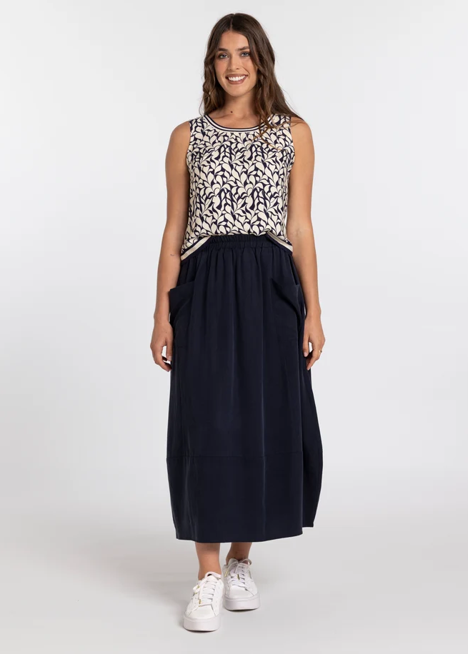 Mi Moso Trenley Skirt in Navy front view.
