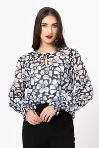 Seeking Lola Vienna Blouse in Mono Floral front view