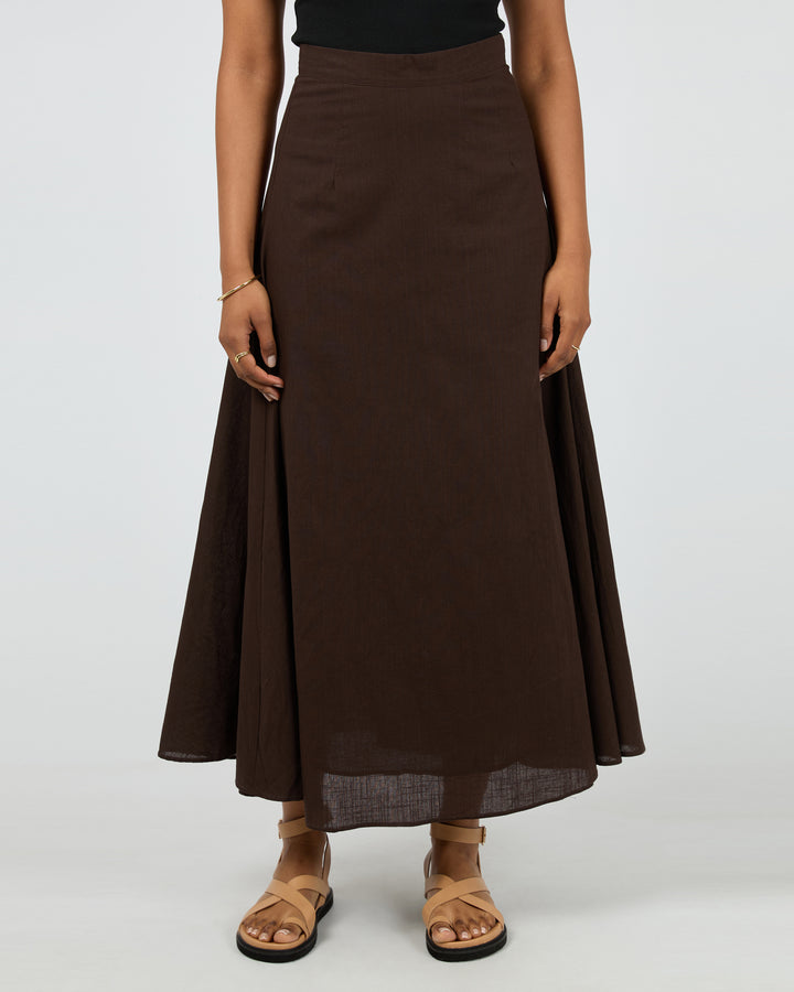 All About Eve Essential Maxi Skirt in Brown, front view