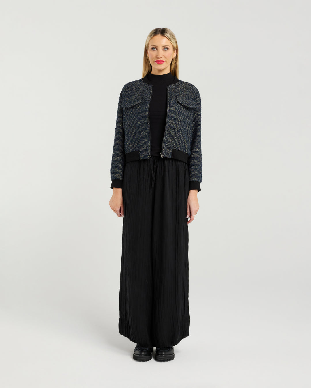 Et Alia Benny Bomber Jacket Twilight Weave front view