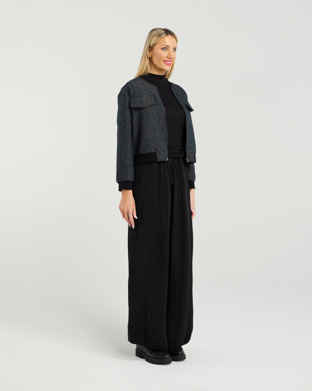 Et Alia Benny Bomber Jacket Twilight Weave front view