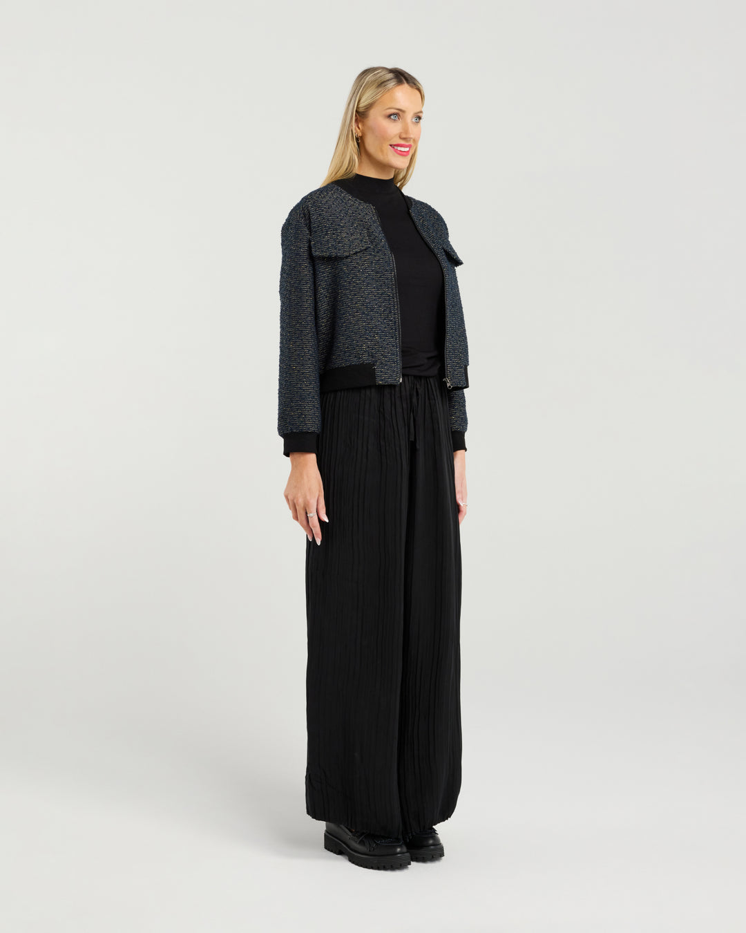 Et Alia Benny Bomber Jacket Twilight Weave front view