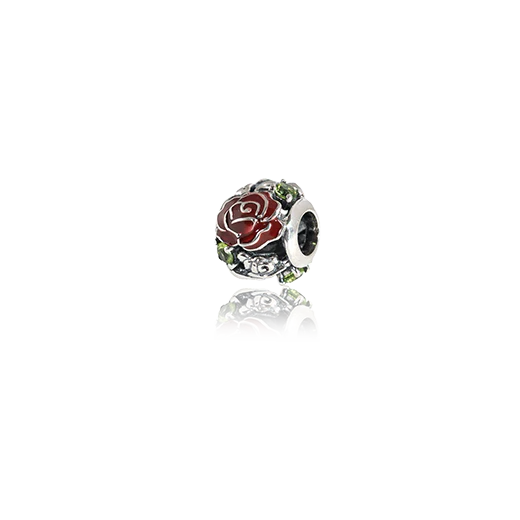 Evolve Charm Rose Devotion silver red green front view