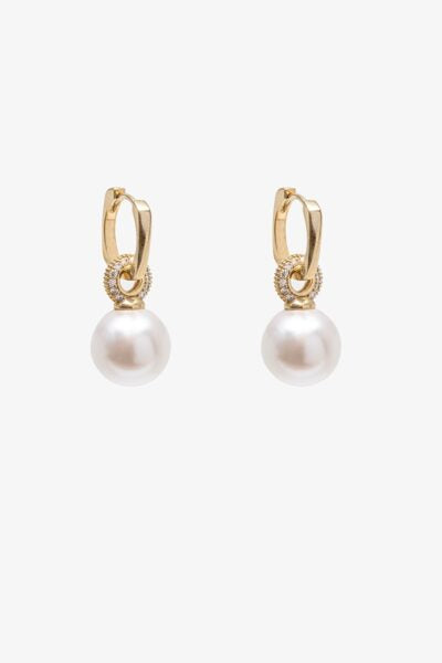 Kiwi Country Gold Pearl Statement Drop Earring front view