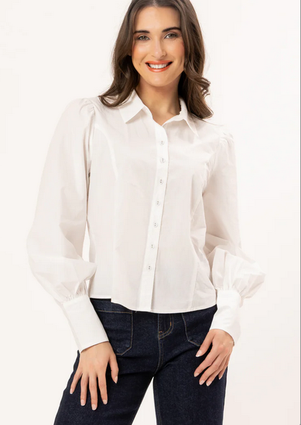 Leila + Luca Angie Top in Crisp White front view