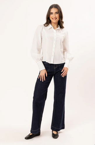 Leila + Luca Angie Top in Crisp White front view