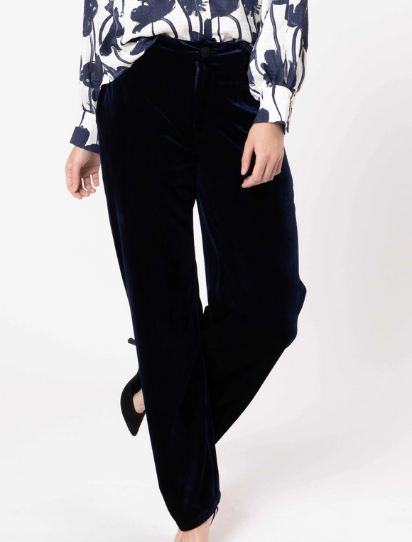 Leila and Luca Ritz Pant in Ink Velvet front view