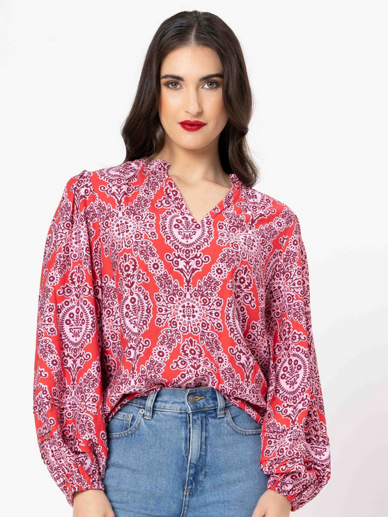 Maggie Blouse in Pink Charm front view