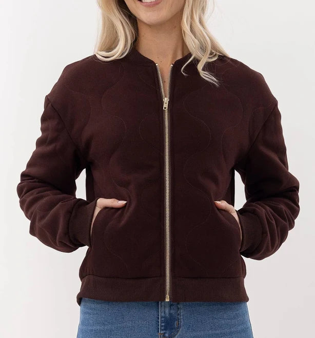 Mi Moso Picard Bomber in Plum front view