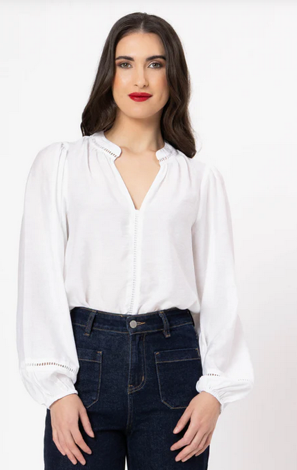 Seeking Lola Sylvie Top in White front view