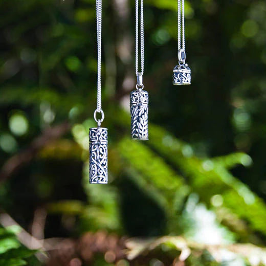 Evolve Locket Silver Fern with Greenstone front view
