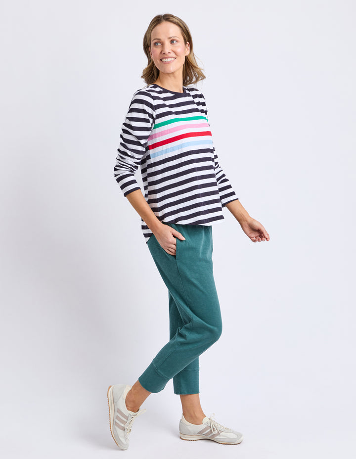 Elm Brunch Pant Teal front three-quarter view.