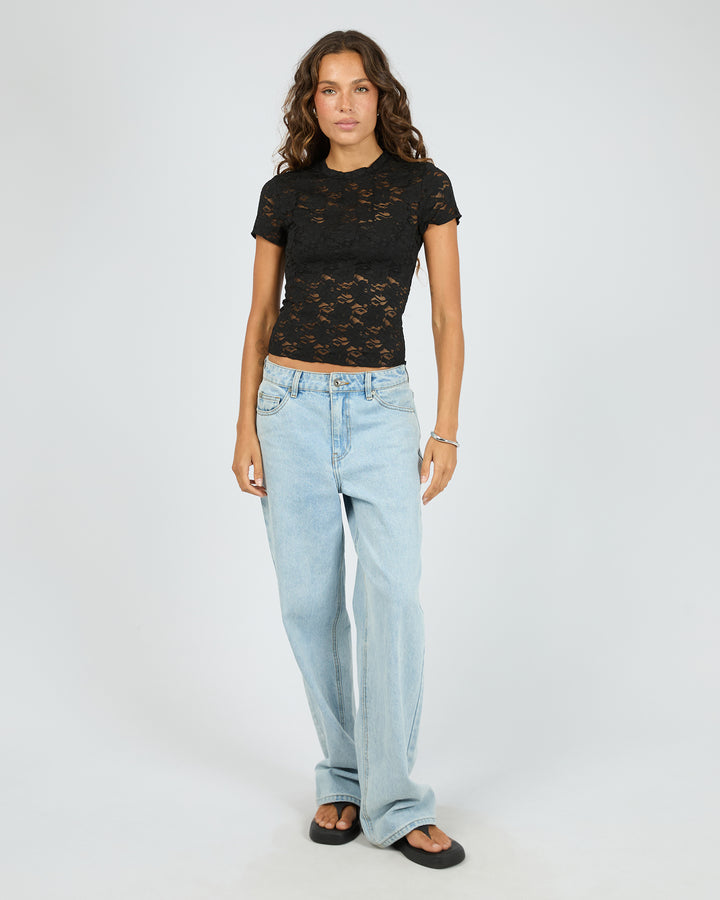 Silent Theory Anella Lace Top Black front view.