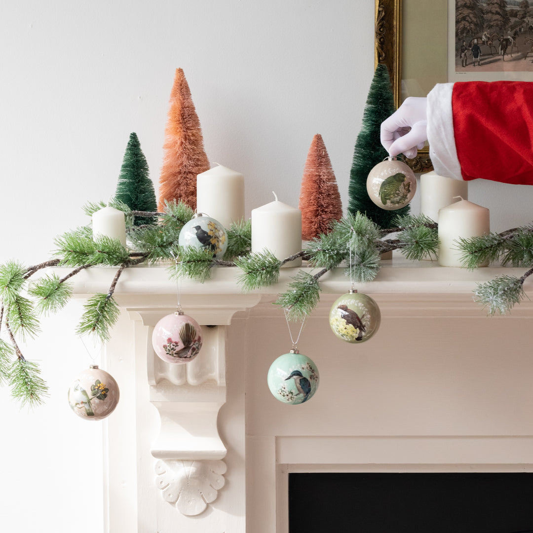 Set of 6 Xmas Baubles - Native Bird