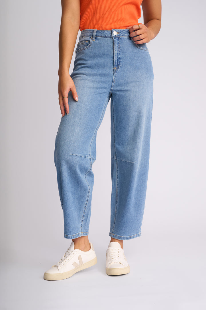 Knewe Fallon Jean in Light Wash Denim front view.