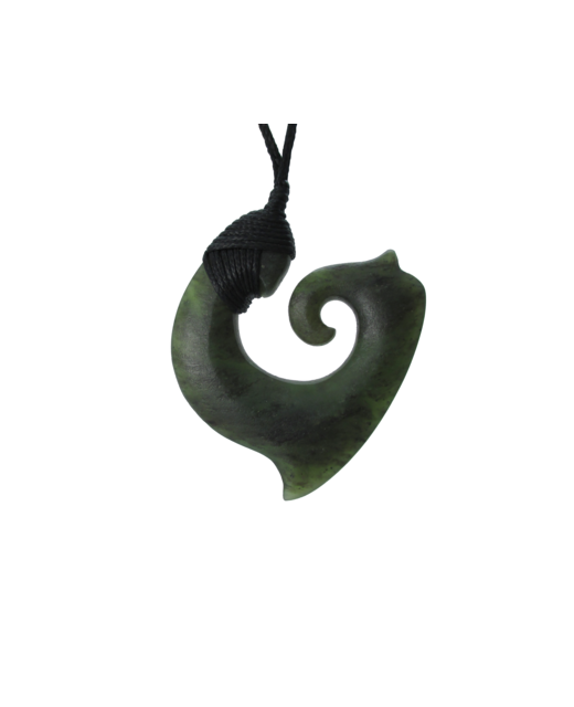 Jade Pendant NZ Fish Hook Bound - 45 mm
