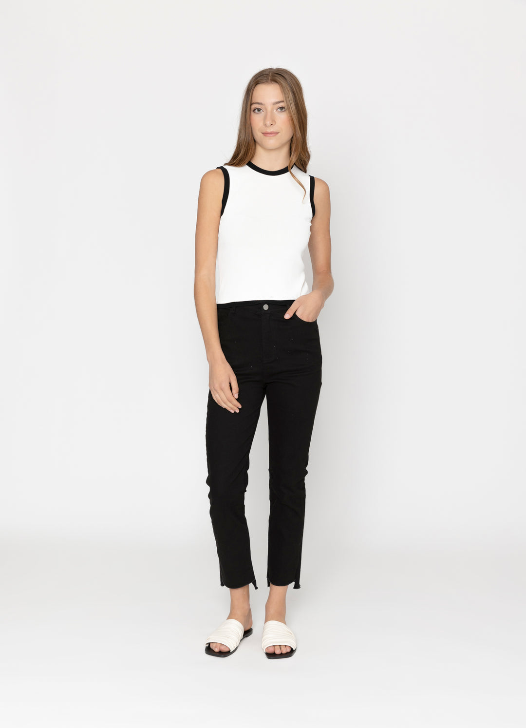 Two by Two | Cassia Top - White Black Trim
