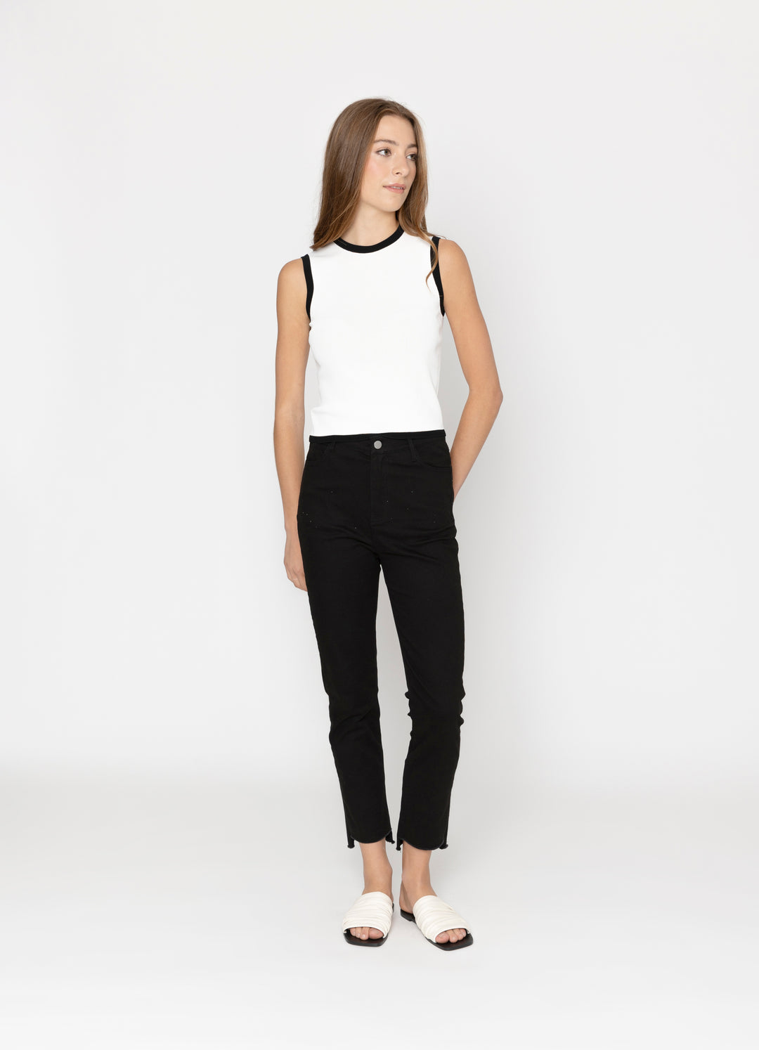 Two by Two | Cassia Top - White Black Trim