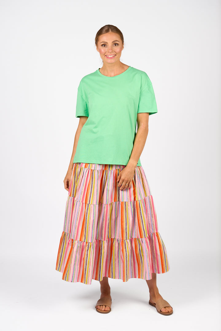 KNEWE Ultra tee Kermit soft stretch cotton jersey full-length front view.
