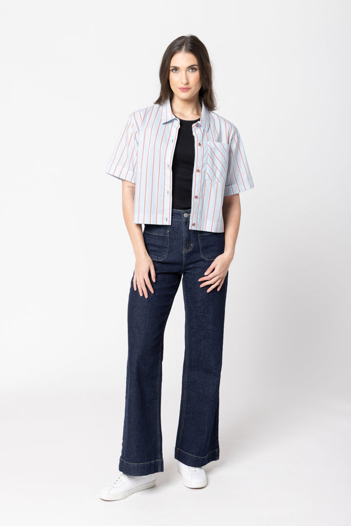 Leila + Luca | The Cute Shirt - Powder Blue Stripe
