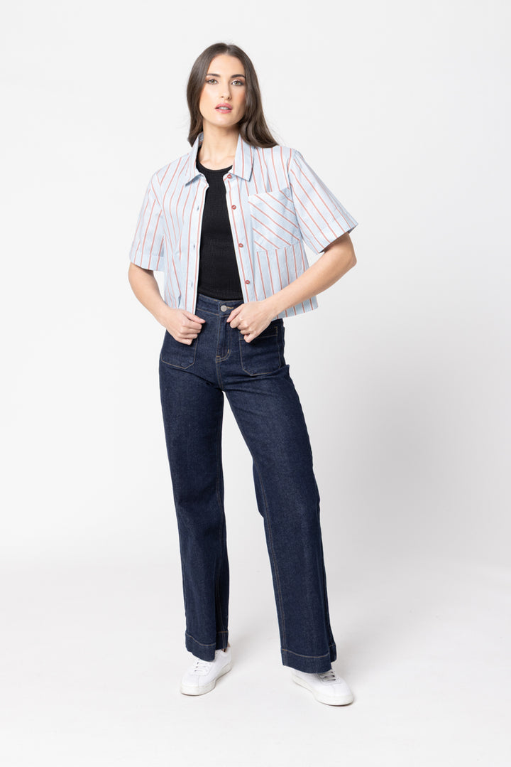 Leila + Luca | The Cute Shirt - Powder Blue Stripe