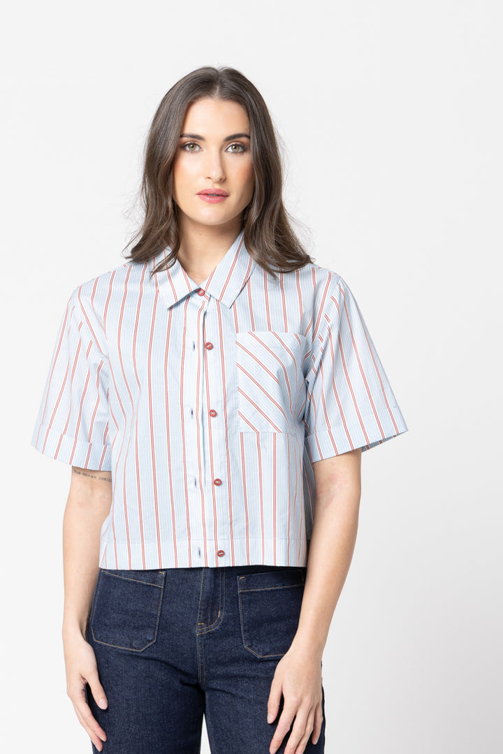 Leila + Luca | The Cute Shirt - Powder Blue Stripe