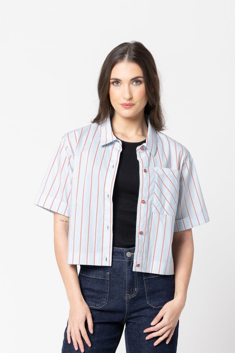 Leila + Luca | The Cute Shirt - Powder Blue Stripe