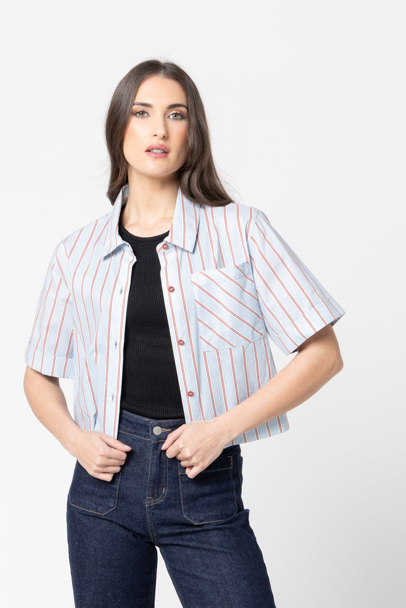 Leila + Luca | The Cute Shirt - Powder Blue Stripe