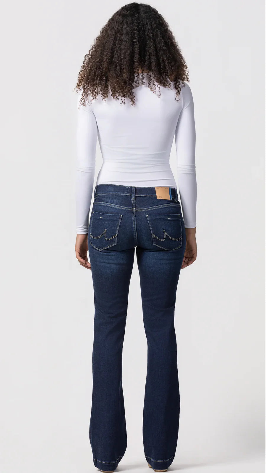LTB Fallon mid-rise bootcut jeans dark blue Celicia Wash back view.