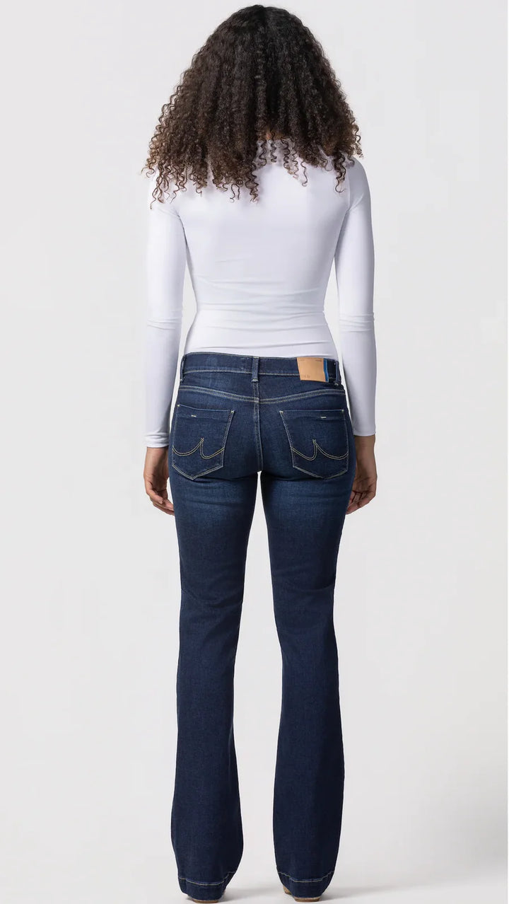 LTB Fallon mid-rise bootcut jeans dark blue Celicia Wash back view.