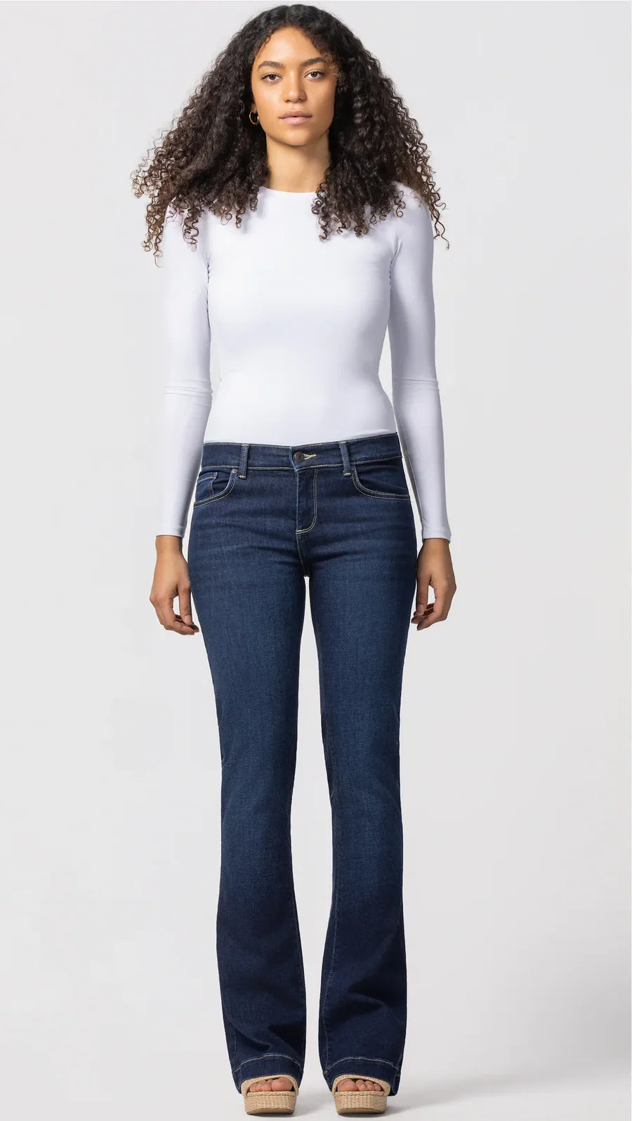 LTB Fallon mid-rise bootcut jeans dark blue Celicia Wash front view.