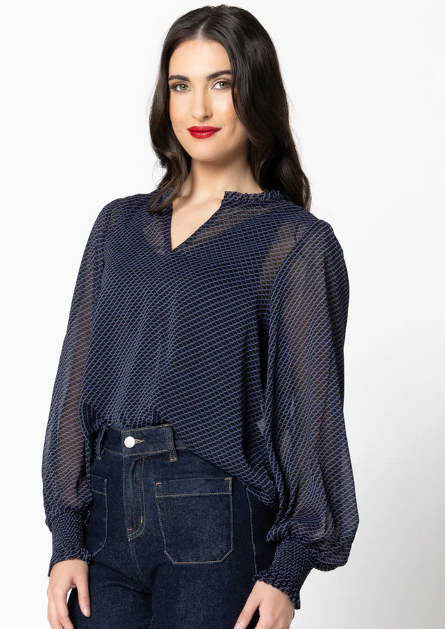 LS Movement Blouse - Blue Wave
