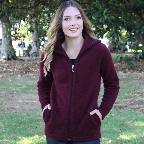 Lothlorian | Possum Merino Jacket Aroha maroon jacket 