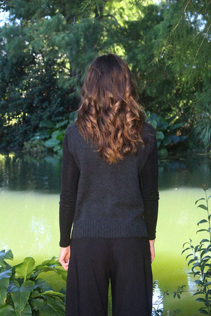 Lothlorian | Alpaca Vital Vest - Slate - Back View 