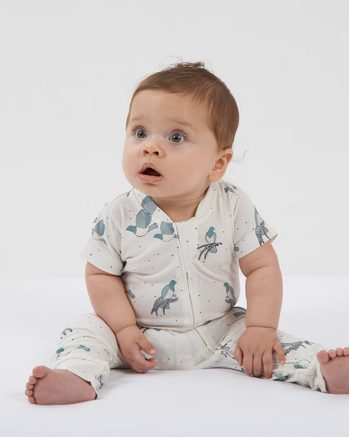 All-in-One Short Sleeve Bodysuit Kereru 0–3 Months