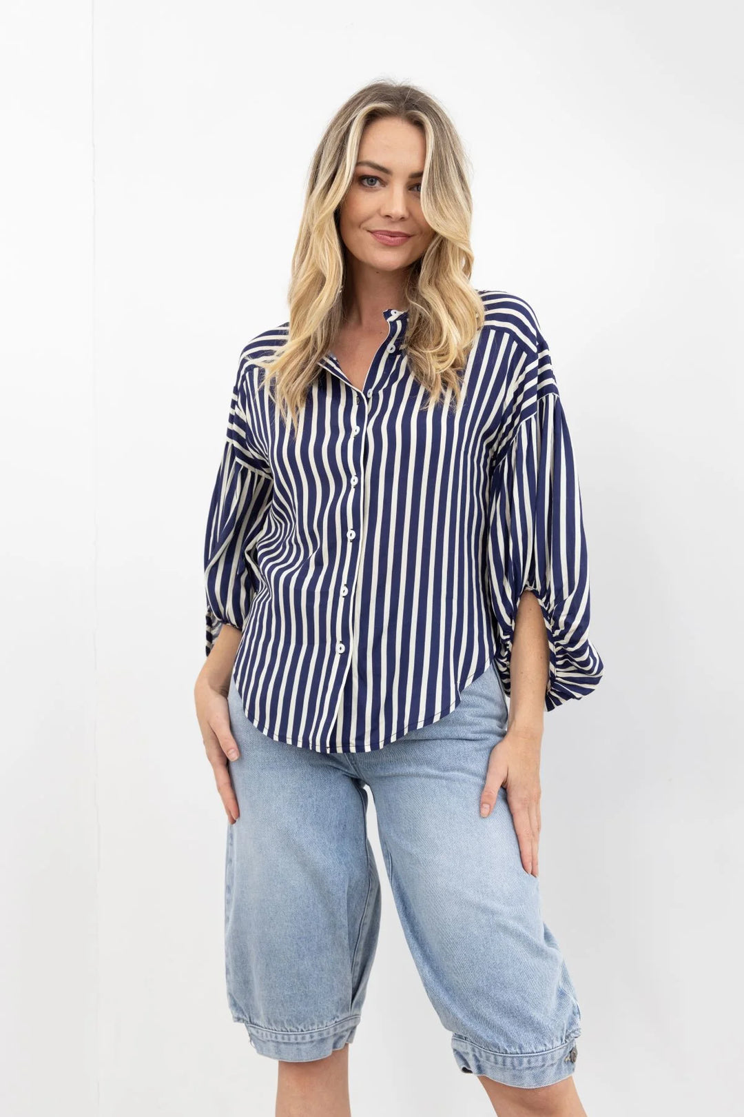 Moss | Bronte Shirt - Navy Stripe