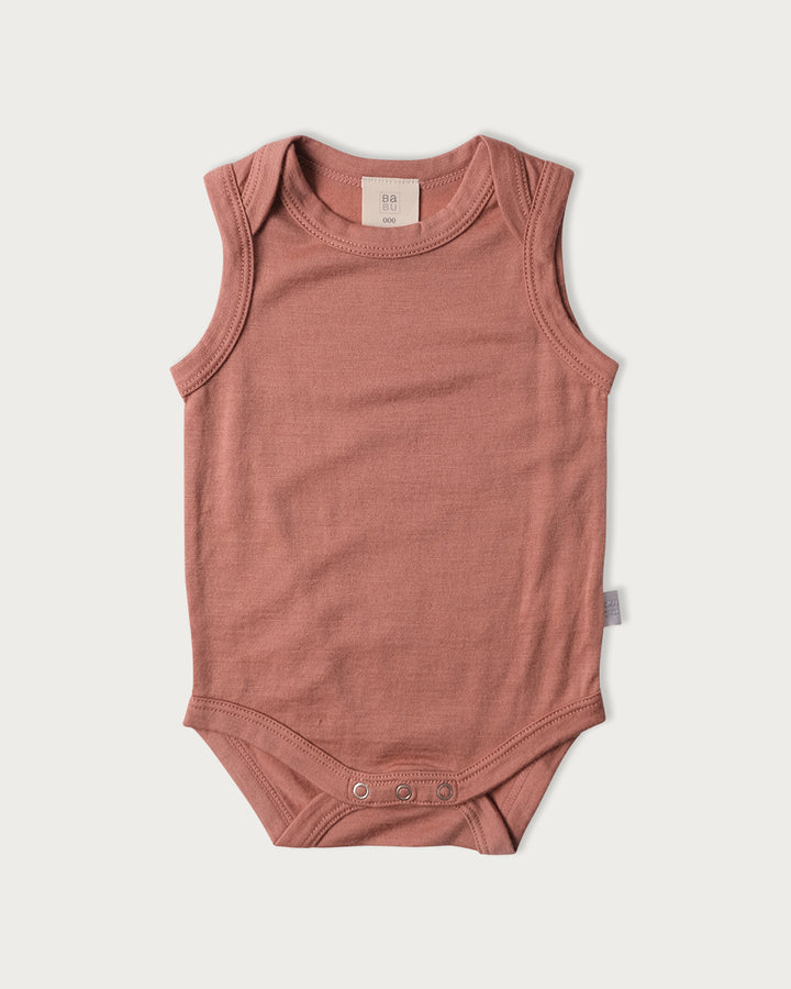 Singlet Bodysuit Merino Rose 0-3 Months