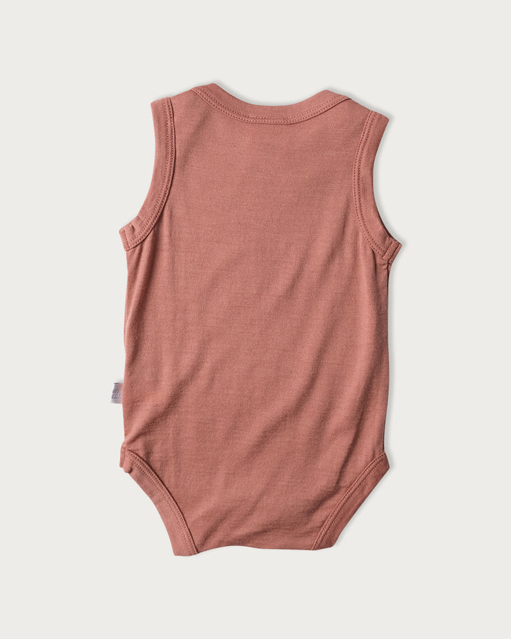 Singlet Bodysuit Merino Rose 0-3 Months