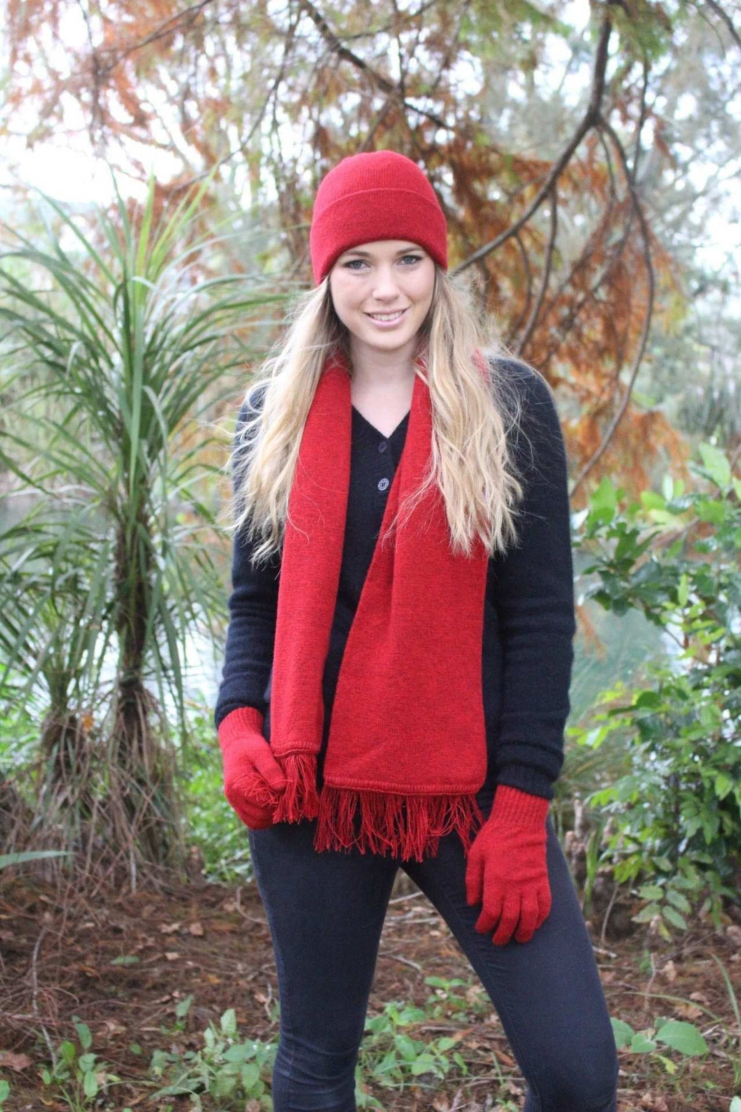 Red Merino Wool Scarf