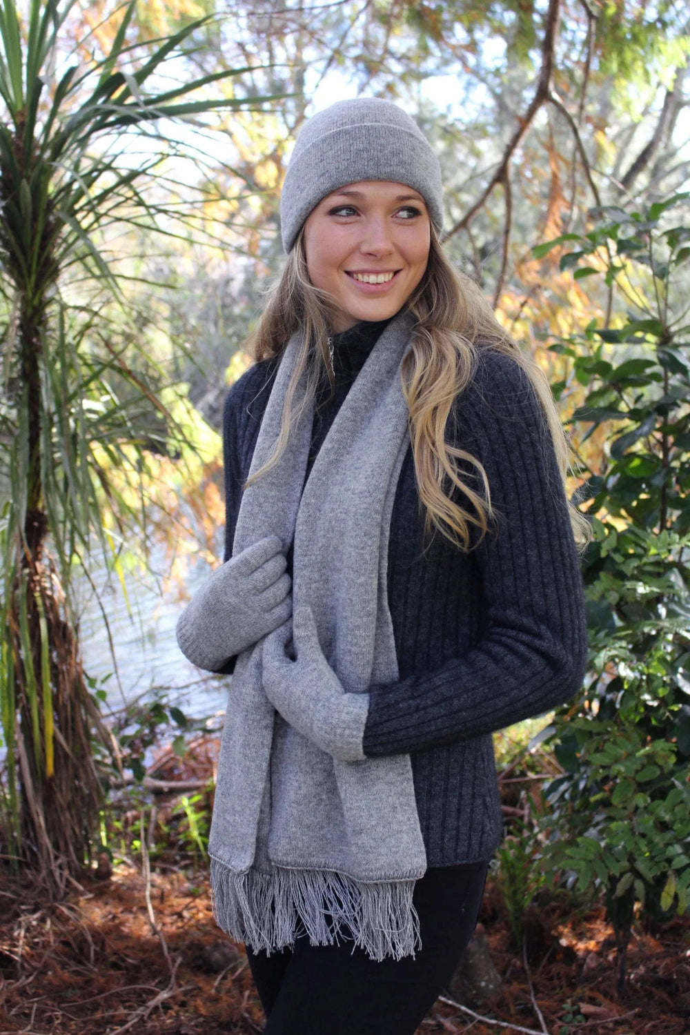 Grey Merino Wool Scarf