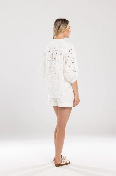Mi Moso | Rosa Top - White Embroidery - Back View